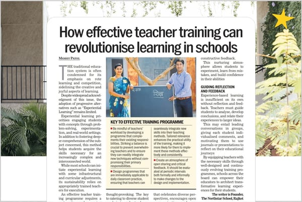 The Tribune has published our Founder's "teachers' training" article